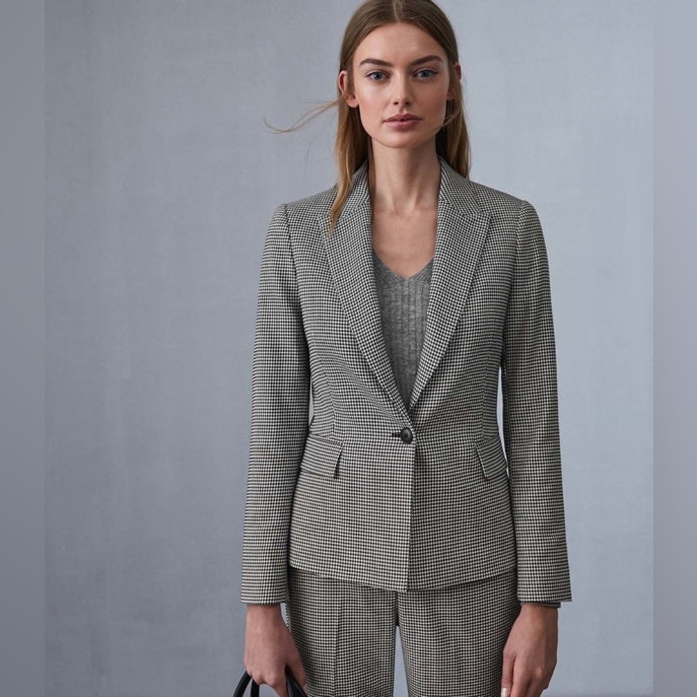 NWT Reiss Perla Puppytooth Printed Blazer